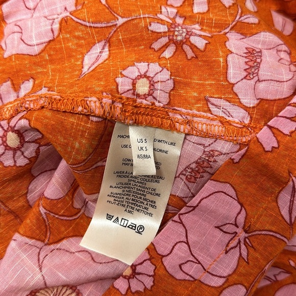 Free People Miss Daisy Top Blouse Long Sleeve Shirt Floral Orange Size Small - Picture 7 of 9